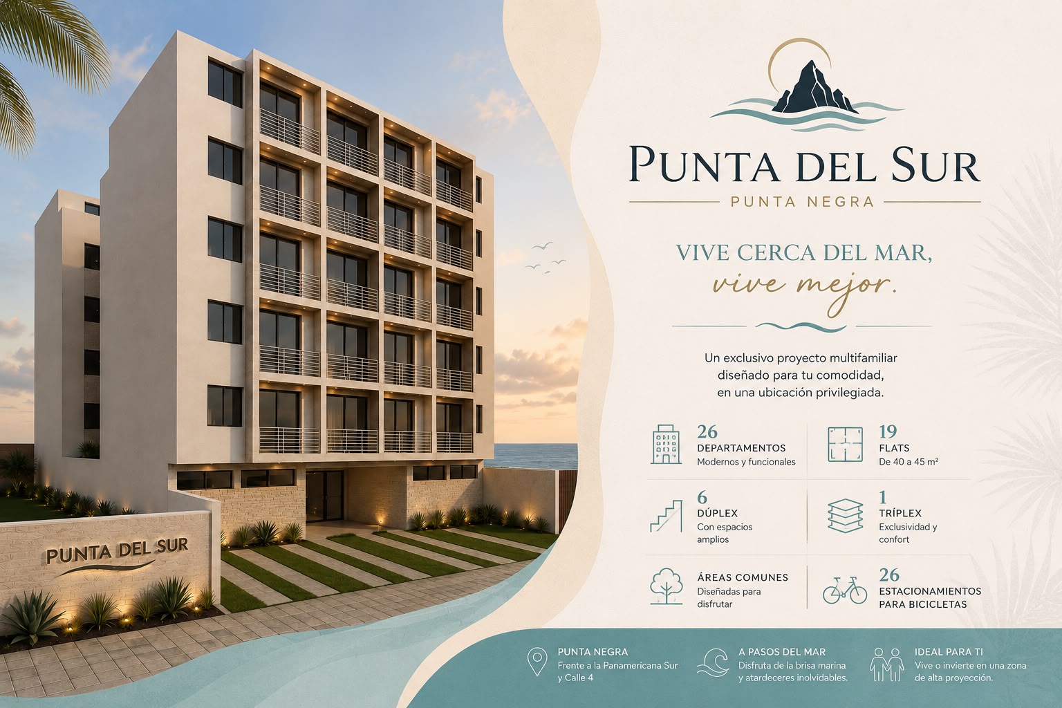 Departamento en venta en Punta Negra - 40.55 m², 2 dormitorios